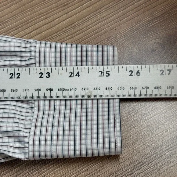 Canali Brushed Button Down Shirt Mens 44-17 1/2 Cream Red Check Business Italy - Picture 7 of 11
